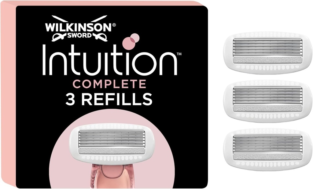 Aparat de ras Wilkinson Sword Intuition Complete pentru femei, 3 lame de schimb, gel de protectie a pielii pentru o alunecare lina