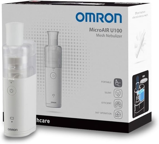 Dispozitiv de inhalare OMRON MicroAir U100 ,,GOOD" Stiftung Warentest 12/24, inhalator silentios pentru acasa si calatorii - Pentru tratamentul bolilor respiratorii la adulti si copii