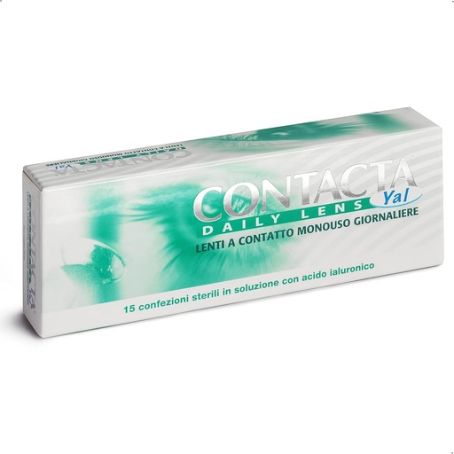 Contacta, Lentile de contact zilnice Yal 15, Lentile de contact zilnice pentru miopie, Lentile de contact cu acid hialuronic sigure si usor de aplicat, Dioptrie -3.25, Pachet de 15 lentile de unica folosinta