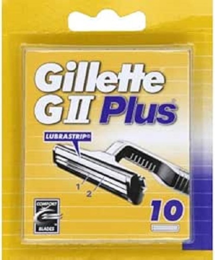 Lame de ras Gillette GII Plus Lubrastrip pentru barbati, pachet de 10 lame de rezerva [OFICIALE]