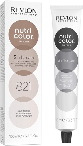 REVLON PROFESSIONAL Nutri Color FILTERS - TONING FILTERS 821 Blond Deschis Iridescent Ash, 100 ml, Masca coloranta cu TEHNOLOGIE INSTA-PIC, masca tonifianta pentru tonuri reci si sidefate, vegana