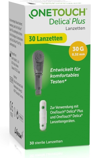Lancete OneTouch(R) Delica(R) Plus pentru masurarea glicemiei | 30 de lancete sterile