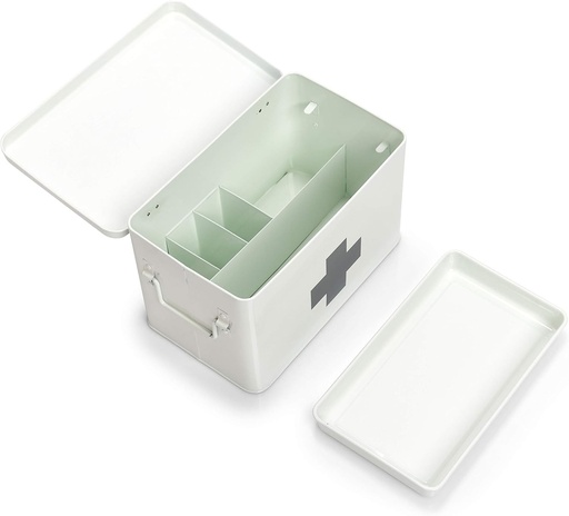 Cutie pentru medicamente Zeller 18119, metal/L 32 x 19,5 x 20 cm, alba