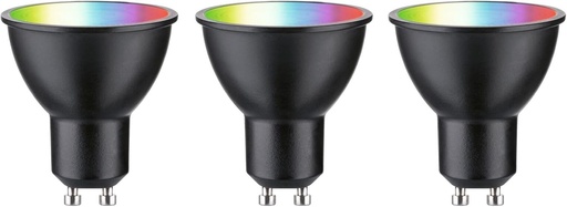 Reflector LED standard Paulmann 29153 Smart Home Zigbee 230 V GU10 3x350 lm 3x4.8 W RGBW+ reglabil, negru mat, sursa de lumina