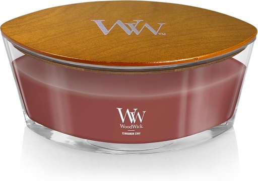 Lumanare parfumata WoodWick Ellipse | Cinnamon Chai | cu fitil trosnit | Timp de ardere: pana la 50 de ore
