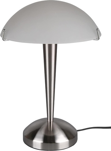 Lampa de masa Reality Leuchten Mushroom II R59261008, metal alama mata, sticla alba, excluzand 1x bec E14, On/Off Touch