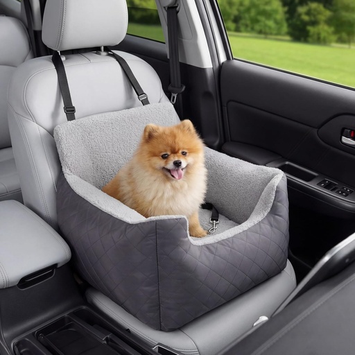 Scaun auto pentru caini Lesure pentru caini de talie mica - Scaun auto impermeabil pentru bancheta din spate, Scaun auto pentru caini de talie mica cu lesa atasabila pentru scaun auto pentru caini, Albastru