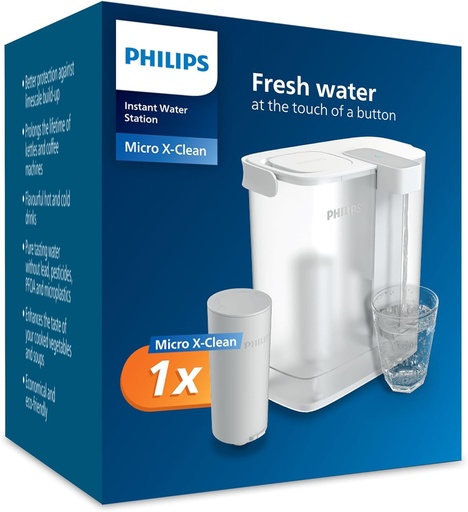 Carafa cu filtru de apa instant Philips Water (3L) – Apa curata si cu gust delicios in cateva secunde – include 1 filtru Taste+, reduce clorul si plumbul, retine mineralele