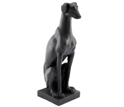 Figurina decorativa Whippet (caine/animal de companie), rasina, neagra