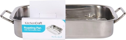 Tava mica de copt KitchenCraft din otel inoxidabil cu gratar, 27 x 20 cm