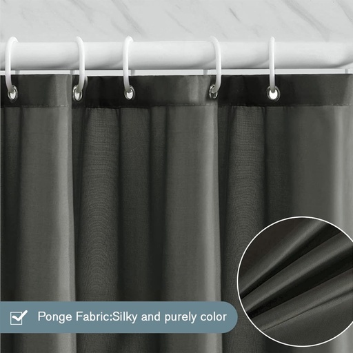 Perdea de dus extra-lunga pentru baie, perdea de dus din material textil anti-mucegai pentru cazi si dusuri, perdea din material textil antibacterian si lavabil cu 12 carlige, extra mare, alba, 200x240cm.