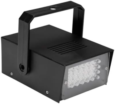 Mini stroboscop puternic HQ-Power cu 24 de LED-uri albe, compact si portabil, ideal pentru petreceri acasa, frecventa de blit reglabila, functioneaza cu patru baterii AA (nu sunt incluse)
