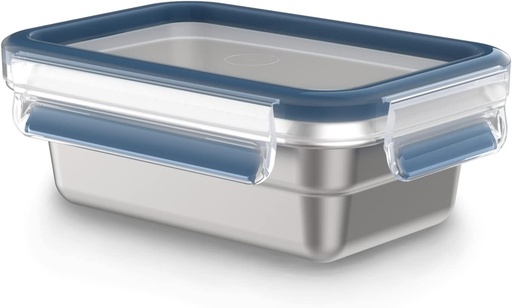 Recipient pentru depozitarea alimentelor din otel inoxidabil Emsa Clip & Close, etans, capacitate 0,5 litri, dreptunghiular, rezistent la masina de spalat vase, rezistent la cuptor, N1150300