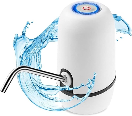 Dozator automat de apa imbuteliata NK - Incarcator USB, Otel inoxidabil, Fara BPA, Apa rece, 1200mAh, Carafe si sticle 1.5L, 5.7L, 10L, 11.3L, 15L, 18.9L, Alb (2 adaptoare 3.8 si 4.8cm)
