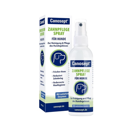 Spray dentar Canosept pentru caini 100ml - Indepartarea tartrului pentru caini - Spray dentar pentru caini - Controlul tartrului - Impotriva respiratiei urat mirositoare la caini - Curatarea dintilor cainilor - Ingrijire dentara eficienta pentru caini - Spray dentar pentru caini