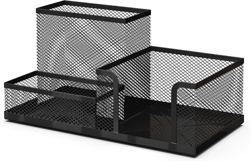 Organizator de birou si suport pentru pix din rachita metalica neagra, rechizite de birou, organizator de rechizite scolare, pix cu bila, papetarie, 20,3 x 10,3 x 10,3 cm, negru
