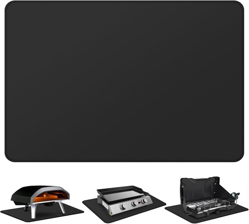 Covoras ignifug FLASLD, covoras de gratar rezistent la caldura sub Blackstone, protejeaza masa de preparare si masa de gratar in aer liber - covoras de masa pentru gratar rezistent la caldura (negru, 40 x 60 cm)