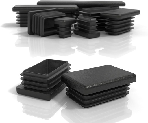 Dopuri lamelare PD® 35x20 mm pentru tevi patrate (dimensiuni exterioare) | Capace dreptunghiulare din plastic PE | Dopuri pentru acoperirea tevilor metalice si a profilelor din aluminiu | Dopuri dreptunghiulare negre | 4 bucati