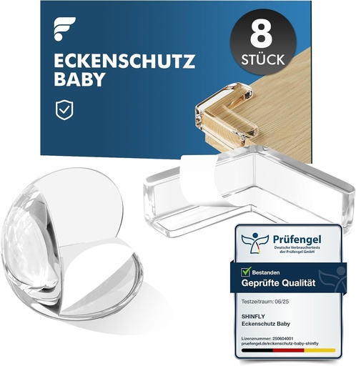 Shinfly Coltare Protectii pentru Copii, 8 Bucati Coltare Protectii Cauciuc, Coltare Protectii Transparente pentru Copii cu Adeziv Puternic pentru Colturi de Masa si Mobilier Kit de Siguranta pentru Acasa