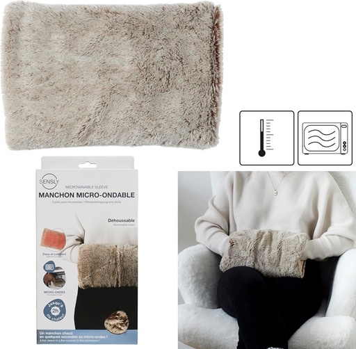 SENSLY, SB0011, Husa gri pentru cuptorul cu microunde, Ultra practica pentru cei care simt frigul, Potrivita pentru cuptorul cu microunde, Versatila ca o perna, Husa detasabila si lavabila la masina, Caldura reconfortanta