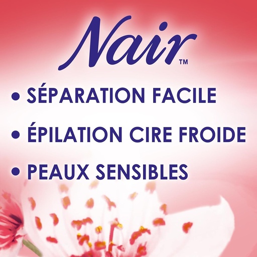 Kit NAIR Caress - Benzi de ceara rece pentru fata, usor de separat si potrivite pentru pielea sensibila, formula 97% naturala cu extract de flori de cires, 20 de benzi de ceara