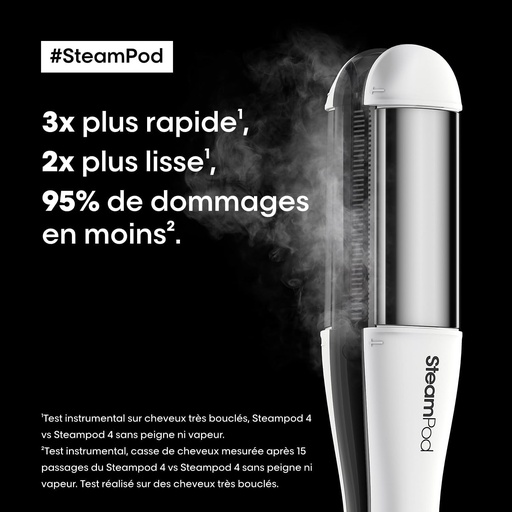 STEAMPOD 4 - Placa de indreptat si ondulat parul cu abur - Reduce cu 95% deteriorarea parului - Coafare rapida - 3 setari de temperatura - Tehnologie patentata cu abur - Cu accesorii - Toate tipurile de par - L'Oréal Professionnel