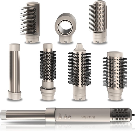 Perie pentru uscator de par Cecotec - CeramicCare AirGlam Champagne 1400W, tehnologie Coanda, 3 viteze, 3 temperaturi, control inteligent al caldurii, 110.000 rpm