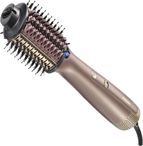 BaByliss Air Power Volume - Perie cu aer cald si perie de incalzire 2 in 1, mod UMED si USCAT, perie cu aer cald de netezire cu 3 setari de temperatura, tehnologie cu ioni, acoperire ceramica, auriu, AS95E