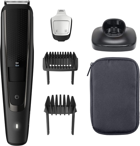 Aparat de tuns barba Philips BT5515/15, castigator al testului Stiftung Warentest, aparat de tuns barba, 40 de setari de lungime, tundere uniforma datorita sistemului Lift & Trim, lame metalice cu auto-ascutire, autonomie a bateriei de 90 de minute