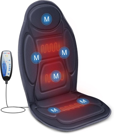 Scaun de masaj Snailax, masaj pentru spate si gat cu caldura si vibratii, masaj pentru spate pentru relaxare acasa si la birou, cadouri pentru barbati si femei