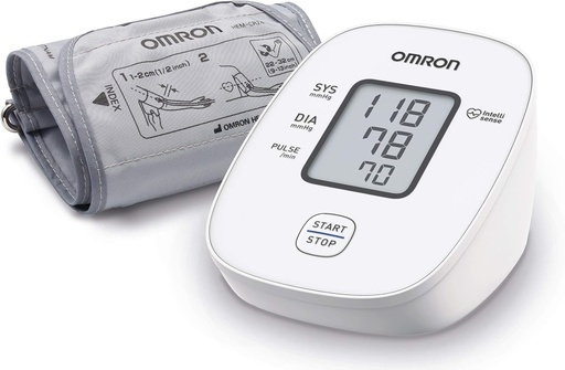OMRON X2 Basic – Tensiometru automat pentru brat, validat clinic | Detectare batai neregulate ale inimii | cu verificare a ajustarii mansetei | Operare simpla cu un singur buton | 22-32 cm