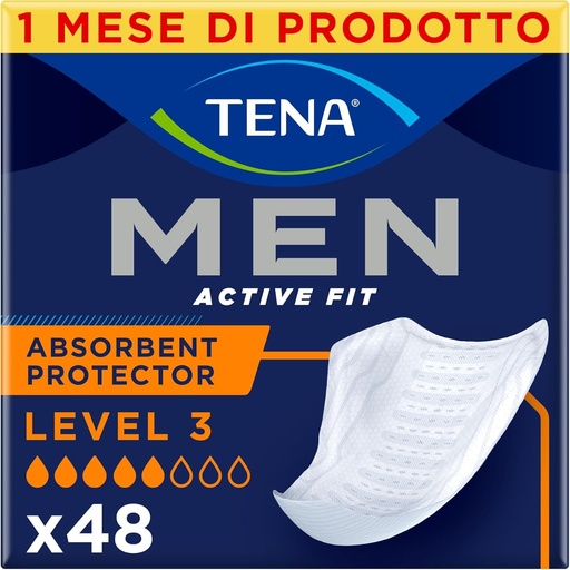 Absorbante TENA Men Nivel 3 pentru incontinenta masculina - pentru scurgeri urinare moderate - 48 de absorbante (pachet pentru 1 luna)
