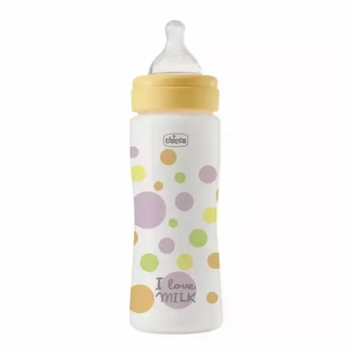 Biberon Chicco Perfect Easy Fast Flow, cu tetina Physio din silicon moale Soft Sense, anticolici, reduce regurgitarea si iritabilitatea, biberon din plastic 330 ml, 4 luni+, bebelusi