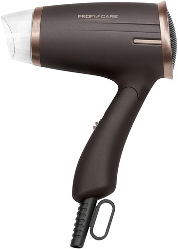 Uscator de par pliabil ProfiCare® | 1400W | Economie de spatiu cu maner pliabil | Aparat de coafat cu aer compact | 2 viteze | Jet de aer rece pentru coafare | Protectie la supraincalzire | PC-HT 3009 maro