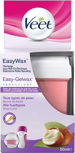 Veet EasyWax - Rezerve de ceara fierbinte pentru epilare 50 ml - Brate si picioare - Unt de shea