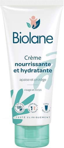 BIOLANE – Crema nutritiva si hidratanta – Bebelusi – Ambalaj nou – Fata si corp – Calmeaza si protejeaza pielea – Origine 98% naturala – 100 ml – Fabricat in Franta