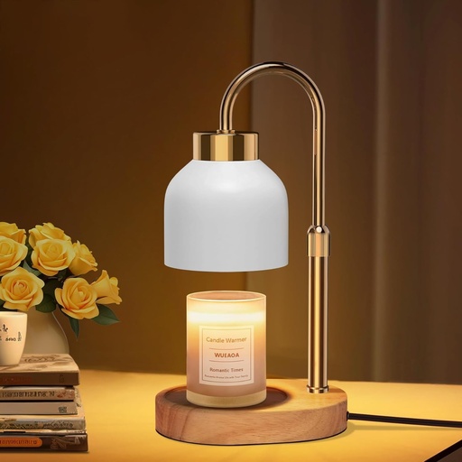 WUEAOA Lampa incalzitoare pentru lumanari, Lampa de parfum cu temporizator si variator de intensitate, Lampa electrica de parfum Decor pentru casa, Alb
