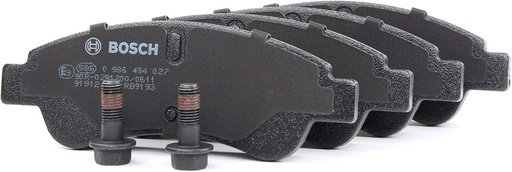 Bosch BP318 - Placute de frana fata pentru autoturisme - Calitate Bosch - Reducere a zgomotului si a prafului - Certificare ECE-R90 - Fara cupru - Set de 4 placute - Cu accesorii