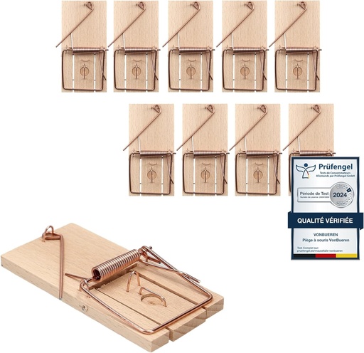 10 x Capcane pentru soareci VonBueren | Fara plastic | Capcane din lemn pentru soareci | Capcana pentru soareci | Fabricata in Germania