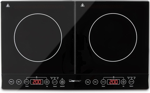 Plita cu inductie dubla Clatronic® | Plita cu inductie cu tehnologie ECO-Save | Plita dubla cu detectare automata a vaselor | Plita cu panou de control tactil cu senzor | DKI 3609