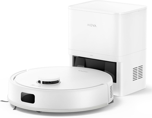 Aspirator robot si mop Mova E20 Plus cu golire automata, aspirator robot cu auto-golire in 90 de zile, navigare LDS, putere de aspirare de 5.000 Pa, aspirare si stergere 2 in 1, design compact