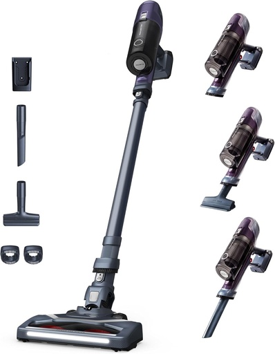 Aspirator vertical fara fir Rowenta X-Pert 6.60, usor, putere 100W, autonomie 45min, eficient pe toate tipurile de podea, LED RH6838WO, violet