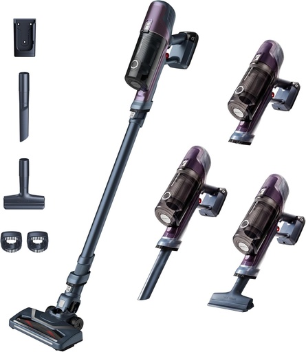 Aspirator vertical fara fir Rowenta X-Pert 6.60, usor, putere 100W, autonomie 45min, eficient pe toate tipurile de podea, LED RH6838WO, violet