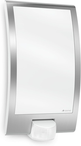 Lampa de perete Steinel L 22 S, detector de miscare la 180°, pivotanta, raza de actiune de 10 m, carcasa din otel inoxidabil, 60 wati, plastic cu carcasa din otel inoxidabil, E27, 28,6 x 16,2 x 8,5 cm, 009816