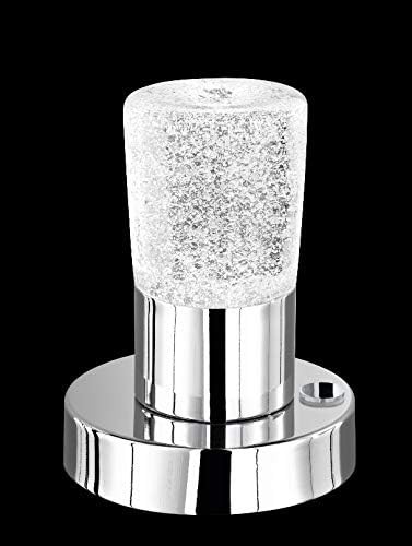 Lampa de masa LED Trio Lighting Cristo 529690100, metal cromat, sticla cristal, incl. LED de 4,3 wati, variator tactil cu 4 directii