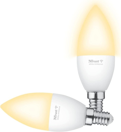 Bec inteligent Trust WIFI E14, compatibil cu Alexa si Google Home, bec LED E14 cu intensitate reglabila, nu necesita hub, lampa LED de 2,4 GHz, bec WiFi, lumina alba calda spre rece – pachet de 2