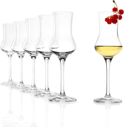 Pahare Grappa Stölzle Lausitz | Pahare Grappa, Set de 6 | Pahare Shot cu picior | Pahare Lichior | 90 ml | Se pot spala in masina de spalat vase | Aspect suflat cu gura | Calitate premium excelenta