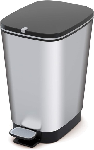 Cos de gunoi KIS Chic cu pedala, 45 litri, argintiu
