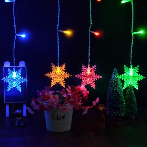 Klighten Snur Luminos LED RGB in Forma de Fulg de Nea, 96 Snur Luminos LED, Perdea Luminoasa cu 8 Moduri, Lumini de Craciun pentru Decor de Craciun in Interior/Exterior