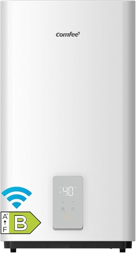 Încălzitor de apă electric de perete COMFEE' CWH15ED1380EUW, 80L, rezervor dublu, montare sub chiuvetă, compact și ușor de instalat, conectare Wi-Fi, telecomandă prin aplicație, alb